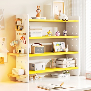 <b>Solid</b> <b>Wood</b> Pegboard <b>Desk</b> Shelf Multi Layer Storage Rack For Children Study Office Use Modern Design L Size - Product Image 1