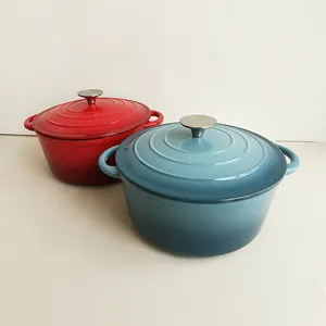 Warna Populer Enamel Peralatan Masak Casserole Dish Pot Disesuaikan Besi Cor Oven Belanda dengan Tutup