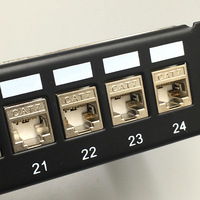 Panel Patch Jaringan Terproteksi Cat 6A 24-Port Model 2101 Kategori 7 19-Inci dengan Manajemen Kabel Belakang untuk Server Pusat Data