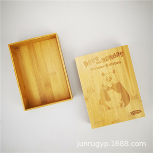 Boîte à couvercle rabattable en bambou, design personnalisé de panda en dessin animé, emballage cadeau en bois fait main, forme rectangulaire, épaisseur personnalisable - Product Image 5