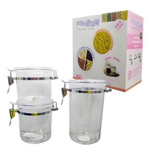 Wholesale clear set of 3 spice jar plastic storage jar food kitchen jars storage set