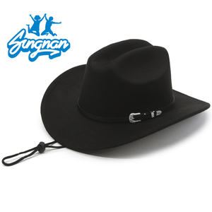 חדש יוקרה חם הסיטונאי לוגו מותאם אישית woolen הרגשתי כובע קאובוי המערבי לגברים מבוגרים מסיבה לקשט - Product Image 5