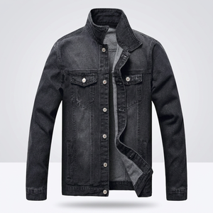 Men's Denim <b>Jacket</b> Folded Collar Casual Cotton <b>Jacket</b> Autumn Regular Fit Single Breasted Button Front - Product Image 2
