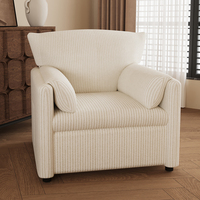 Chaise d'appoint en velours côtelé blanc chaise de lecture surdimensionnée confortable fauteuil de salon rembourré doux canapé simple chaise pour chambre