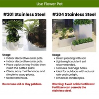 Pot de fleurs décoratif moderne en acier inoxydable plaqué or fait main, grand et durable, pour plantes d'intérieur et de jardin