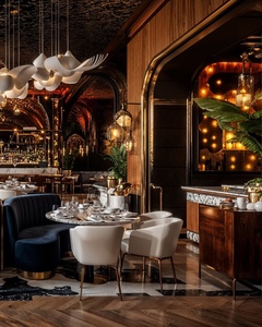 Nhà Hàng Nội Thất 3D Thiết Kế Quán Cà Phê Đồ Nội Thất Thép Không Gỉ Bàn Ăn Và Ghế Đặt Màu Xanh Nhà Hàng Gian Hàng Phòng Chờ Sofa - Product Image 4