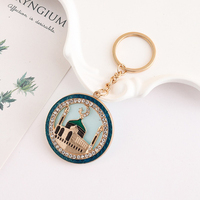 Porte-clés personnalisé de style arabe du Moyen-Orient, décorations du Ramadan, porte-clés en alliage métallique de la Kaaba, souvenir de la mosquée islamique