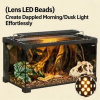Petit panneau lumineux LED mince pour terrarium avec minuterie intégrée, simulateur de lever et coucher du soleil, cycle naturel doux pour enclos de reptiles