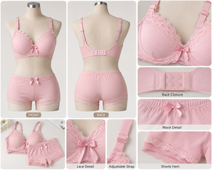 Ensembles soutien-gorge et culotte en dentelle sans armatures, bonnets couvrants, bretelles réglables, couleur unie, pour femme, usage quotidien - Product Image 3