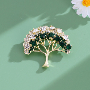 Broche de Lujo Chapado en Oro con Árbol de la Fortuna para Mujer y Hombre, Elegante Pin de Planta de la Fortuna con Diamantes de Imitación, Joyería de Boda para la Buena Suerte, Regalo - Product Image 2