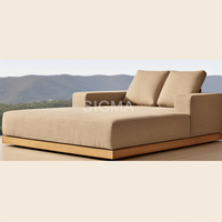 Canapé de salon extérieur moderne avec coussin beige pour jardin, terrasse, villa, hôtel, bord de piscine, balcon, pont, plage