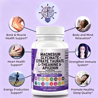Capsules mixtes de 500 mg de glycinate de magnésium, citrate de magnésium, taurine, L-théanine et acacetine, complément alimentaire