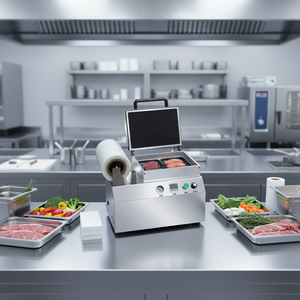 Machine de mise sous vide semi-automatique 220V, taille de scellage 260x175mm, pour emballage sous film, usage industriel, scelleuse sous vide pour barquettes alimentaires - Product Image 1