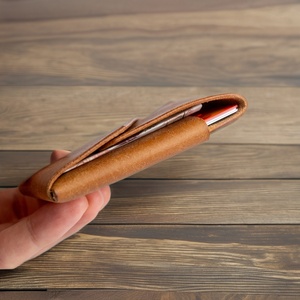 For Customized Men's Genuine Leather <b>RFID</b> Blocking Open Closure Slim Travel <b>Wallet</b> & Card Holder - Product Image 2