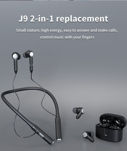 2 In 1 <span class=keywords><strong>J9</strong></span> BT cuffie con archetto da collo con cancellazione del rumore audifonos auricolari auricolari Stereo sportivi cuffie auricolari - Product Image 4