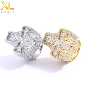 18K Gold Plated Copper Hip-hop Zircon <b>Cross</b> <b>Ring</b> for Unisex High-end Retro Style - Product Image 4