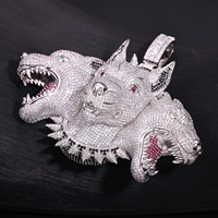 Pendentif Cerberus à Trois Têtes en Laiton Micro-Pavé CZ Effet Glaçé, Bijou Hip-Hop Bling Tendance pour Hommes 2026