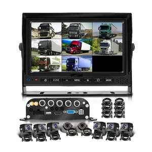 ट्रक कार H.264 1080P 8CH कार कैमरा प्रणाली किट 4G जीपीएस वाईफ़ाई एसडी मोबाइल DVR 7 इंच निगरानी MDVR