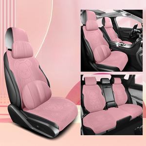 Housse de <span class=keywords><strong>siège</strong></span> de voiture en tissu suédé, avec enveloppe complète, motif ours, dessin animé, quatre saisons, pour les voitures - Product Image 3