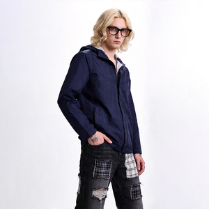 <span class=keywords><strong>Veste</strong></span> coupe-vent personnalisée pour homme, à capuche, printemps-automne, coupe classique, <span class=keywords><strong>bleu</strong></span> marine, <span class=keywords><strong>veste</strong></span> de sport avec logo pour les acheteurs de marques - Product Image 2