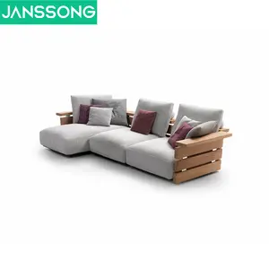 Sofá de madeira de luxo, moderno, para pátio, móveis para o ar livre, sofás, conjunto de madeira, jardim, teak, jardim, conjunto de sofá