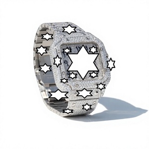 Nuevo Diseño, Reloj Mecánico de Acero Inoxidable Hecho a Mano con Diamantes Moissanite, Unisex, Estilo Hip Hop, Regalo, Vendedor Indio - Product Image 1