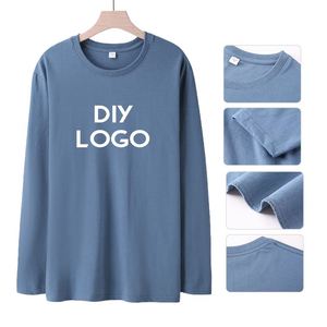High Quality 180gsm Lightweight <b>Sweater</b> Blank Unisex Plain 100% Cotton Oversized Custom Long Sleeve T-<b>Shirt</b> for Men - Product Image 2