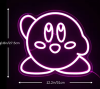 Enseigne néon LED Kirby faite à la main en acrylique, motif dessin animé, publicité de jeu, décoration murale de bar, alimentée par piles, étanche IP54
