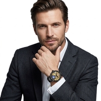 Montre mécanique automatique squelette pour homme avec affichage des phases lunaires, cadran ajouré, bracelet en cuir véritable, montre de luxe pour homme d'affaires