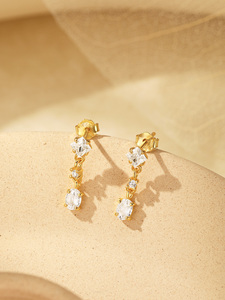 CANNER Beautiful Tassel Hallow Eve Mini Water Round Zircon 925 <b>Sterling</b> <b>Silver</b> <b>Stud</b> Earrings - Product Image 5