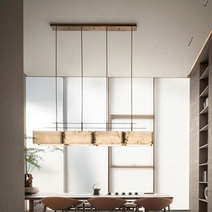 Designer Designed Luxury Copper Marble Chandelier Long Strip LED Pendant <b>Light</b> For Home Tea Table Villa Restaurant - Product Image 2