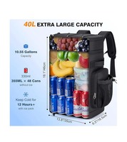 Sac à dos isotherme, sac à dos étanche de 35 L avec double compartiment pour hommes et femmes, grand sac isotherme pour le déjeuner