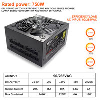 750W 80 Plus Gold Oyun Bilgisayarı Yüksek Kaliteli 80 Plus Gold 750W 24pin Anahtarlamalı ATX Güç Kaynağı