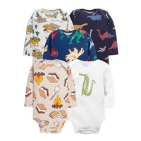 Ensemble de 5 barboteuses à manches longues en coton pour bébés garçons nouveau-nés, de haute qualité, vente en gros