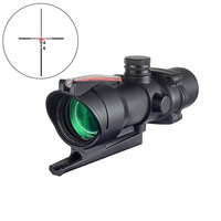 Lunette de visée LAMBUL 4x32 avec optique rouge/verte, point rouge pour la chasse, loupe, réticule Chevron/Croix, support 20mm, noir/brun