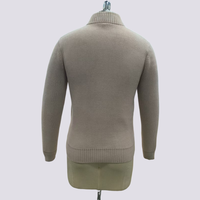 Cardigan beige à fermeture éclair pour homme, motif vintage, fausse fourrure, veste en tricot, poche plaquée, pull chaud d'hiver