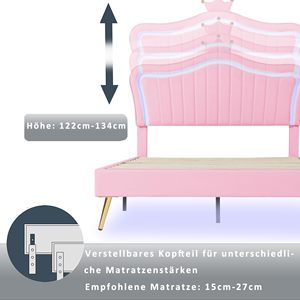 Juego de dormitorio para niños estilo princesa, cama tapizada cómoda y ChicLED mejorada con luz ambiental colorida y control remoto fácil - Product Image 5