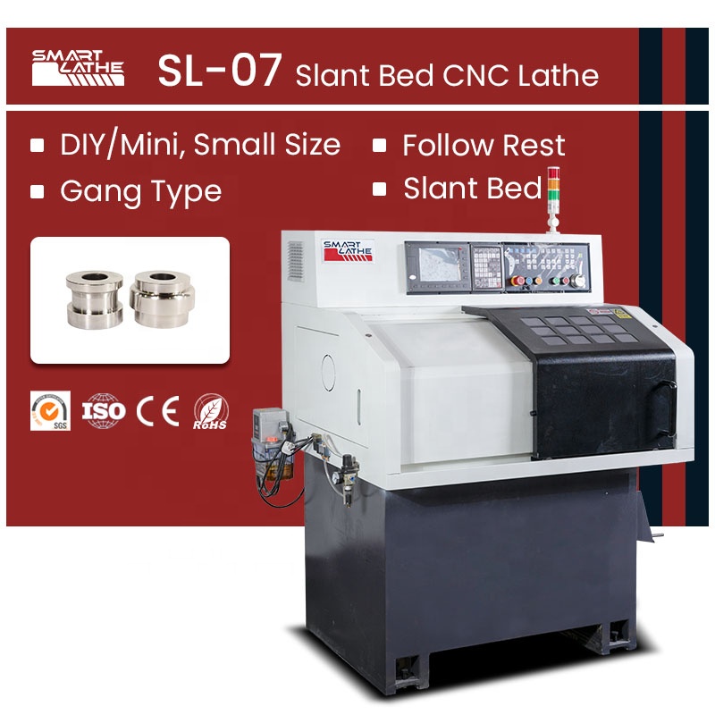 CNC bubut perdagangan Horizontal mini CNC mesin bubut miring CNC bubut dengan sistem GSK/SYNTEC