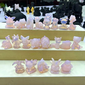 Hot Sales Natural Rose Quartz <strong>Pokemons</strong> Carvings Healing Stones Lepidolite Gengar Yellow Calcite Pikachu Carving for Gifts - Product Image 3