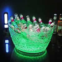 Vente en gros de bacs à boissons LED personnalisés, baril à champagne, seau à glace pour bière, refroidisseur de bouteilles, glorificateur d'affichage