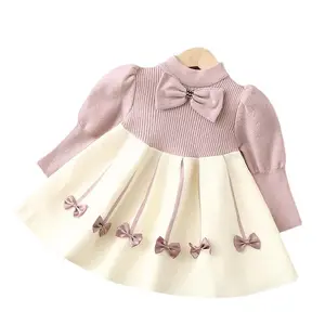 소녀 스웨터 원피스 어린이 겨울 니트 옷 긴 소매 캐주얼 의상 활 유아 공주 파티 드레스