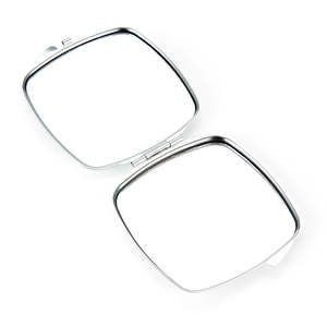 Plaid PU Leather <b>Square</b> Compact <b>Mirror</b> Rounded Edge Silver Electroplated Metal Frame Folding Dual Sided Pocket Makeup <b>Mirror</b> - Product Image 5