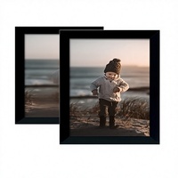 Bingkai Foto Kayu Persegi Panjang 4x6 dengan Cetakan UV KINLINK, Set 4 Buah Warna Hitam Tanpa Alas, untuk Pajangan Meja dan Dinding