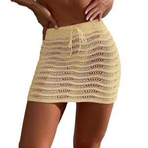 กระโปรงสั้นชายหาดสีทึบกระโปรงบิกินี่แบบกลวง - Product Image 4