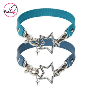 Gargantilla exclusiva transfronteriza con estrellas, collar colorido, estilo punk subcultural, collar versátil de nicho, de cuero dulce y moderno. - Product Image 1