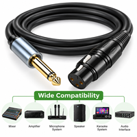 Câble audio 6,5 mm mâle vers XLR femelle 3 broches 2 m pour microphone, haut-parleur, mixeur, projecteur, caméra, studio et systèmes de sonorisation de scène