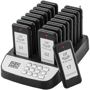 Sistema de Llamada Inalámbrico para Restaurantes con 8/12/16 Timbres, Sistema de Llamada con Pantalla LCD Impermeable para Colas - Product Image 1