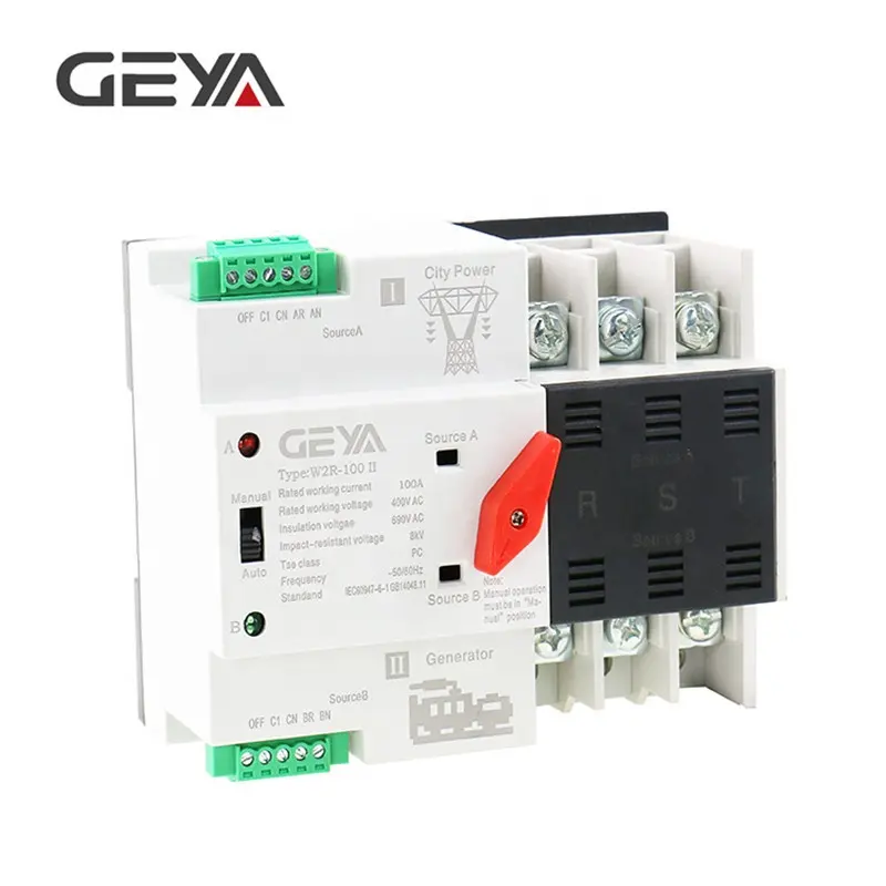 GEYA — commutateur de transfert automatique 100A ATS 4 P 3 phases, pour générateur 63a, classe PC, usage domestique, commutateur 160a 4 pôles