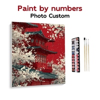 Kit de Peinture par Numéros Personnalisé - Architecture Rouge Chinoise - Kit de Peinture DIY pour Décoration Murale - Vente en Gros et Dropshipping