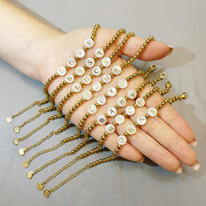 Horno de alta joyería, oro Real, concha que no se desvanece, pegamento de goteo de doble cara, letras en inglés, palabras, pulsera de acero inoxidable para regalo de mujer - Product Image 1